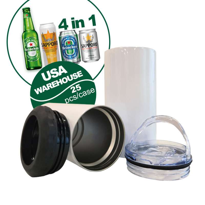 Fiona 16oz 4 In 1 Can Koozie Can Coolers Sublimation Tumblers USA warehouse Stocked