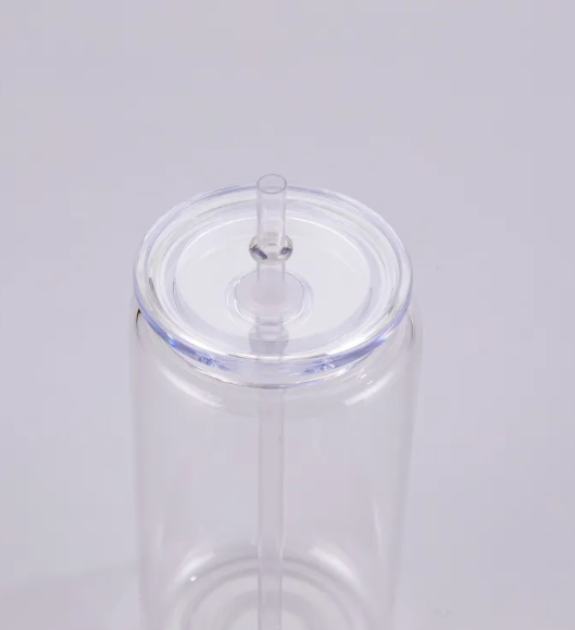 Fiona 16oz Sublimation Clear Frosted Glass Cups With Mixed Colored PP Lids USA Warehouse Pre-order