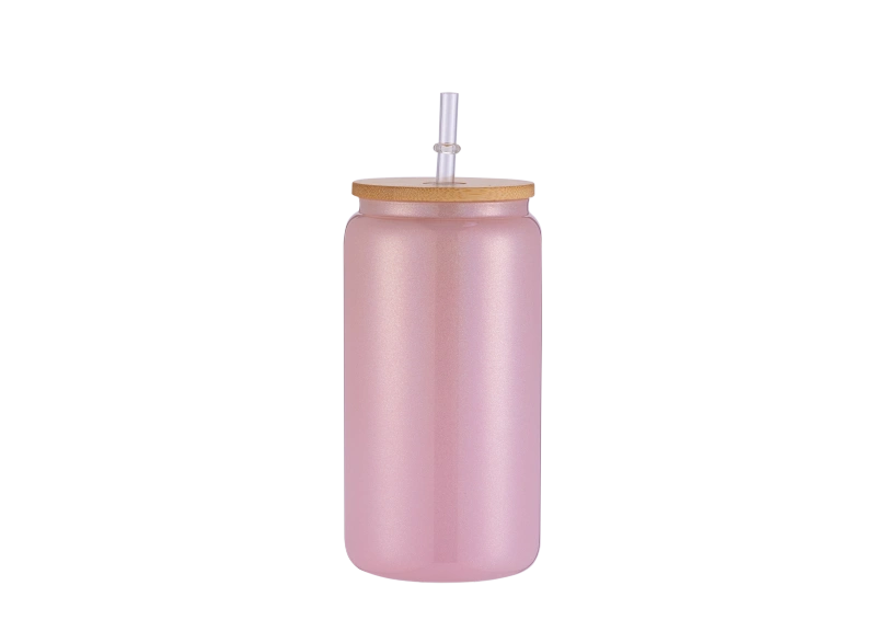 Fiona 16oz Sublimation Glitter Glass Cups with Bamboo Lids USA ...