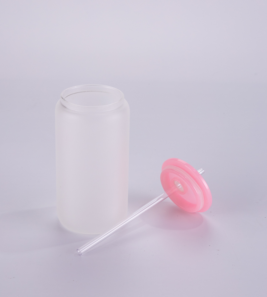 Fiona 16oz Sublimation Clear Frosted Glass Cups With Mixed Colored PP Lids USA Warehouse Pre-order