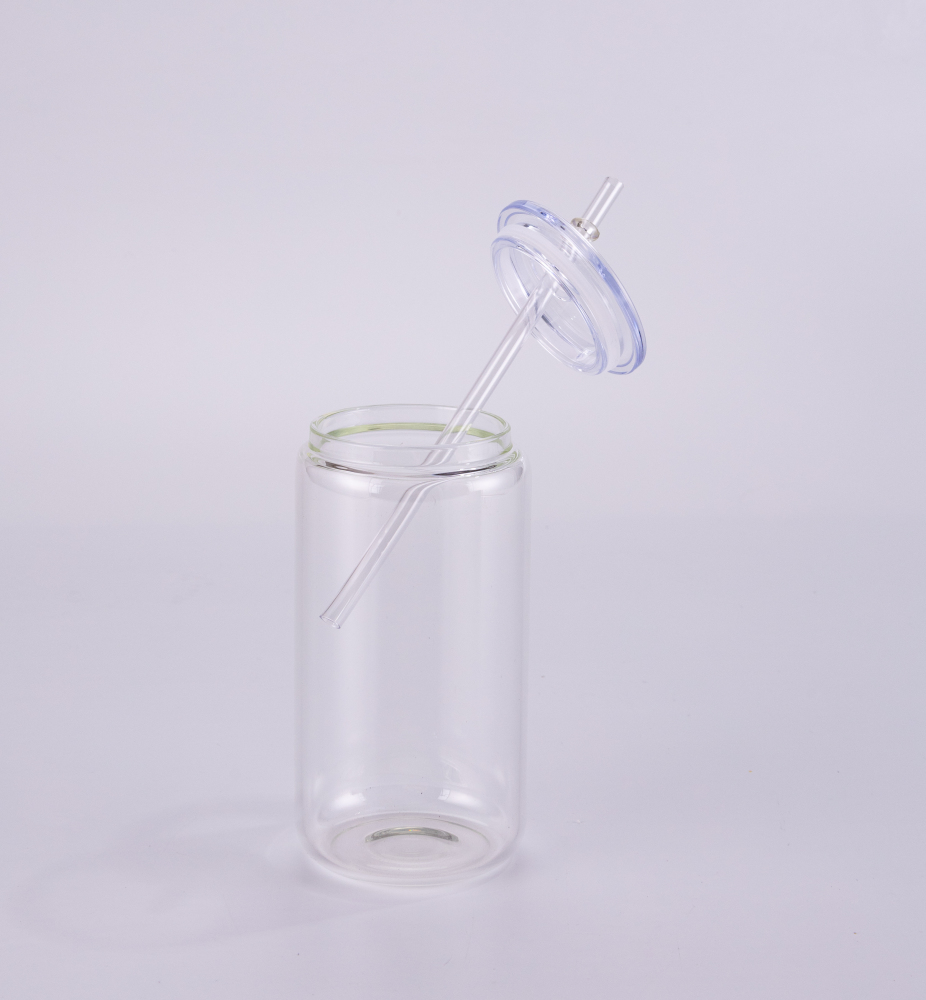 Fiona 16oz Sublimation Clear Frosted Glass Cups With Mixed Colored PP Lids USA Warehouse Pre-order