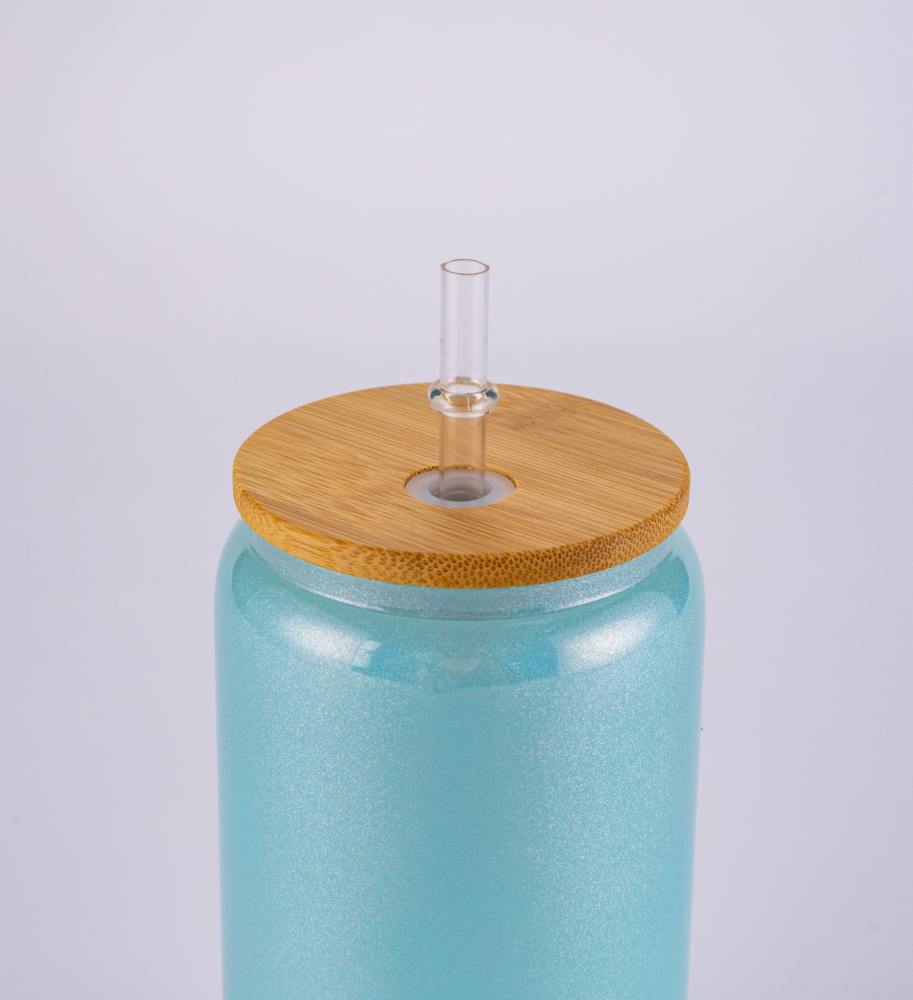 Fiona 16oz Sublimation Glitter Glass Cups with Bamboo Lids USA Warehouse Pre-order