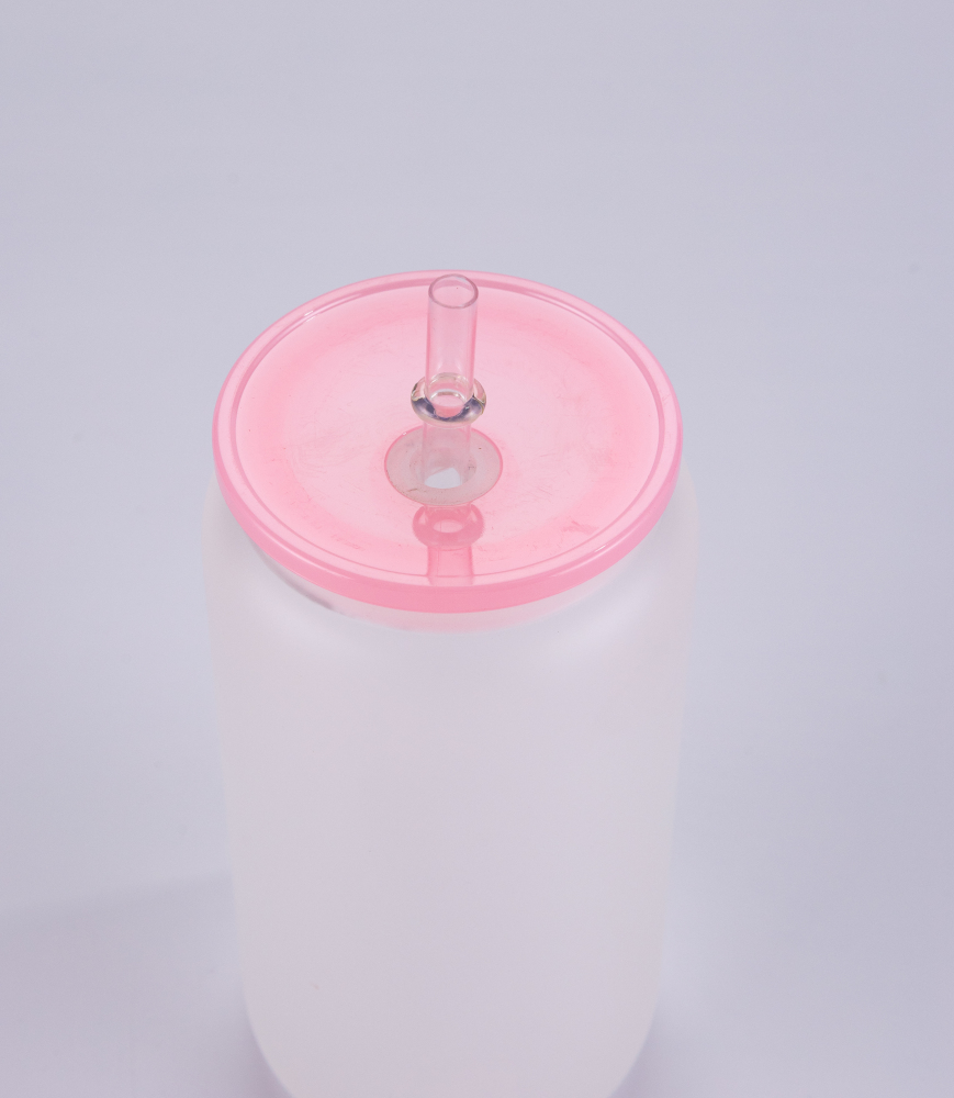 Fiona 16oz Sublimation Clear Frosted Glass Cups With Mixed Colored PP Lids USA Warehouse Pre-order