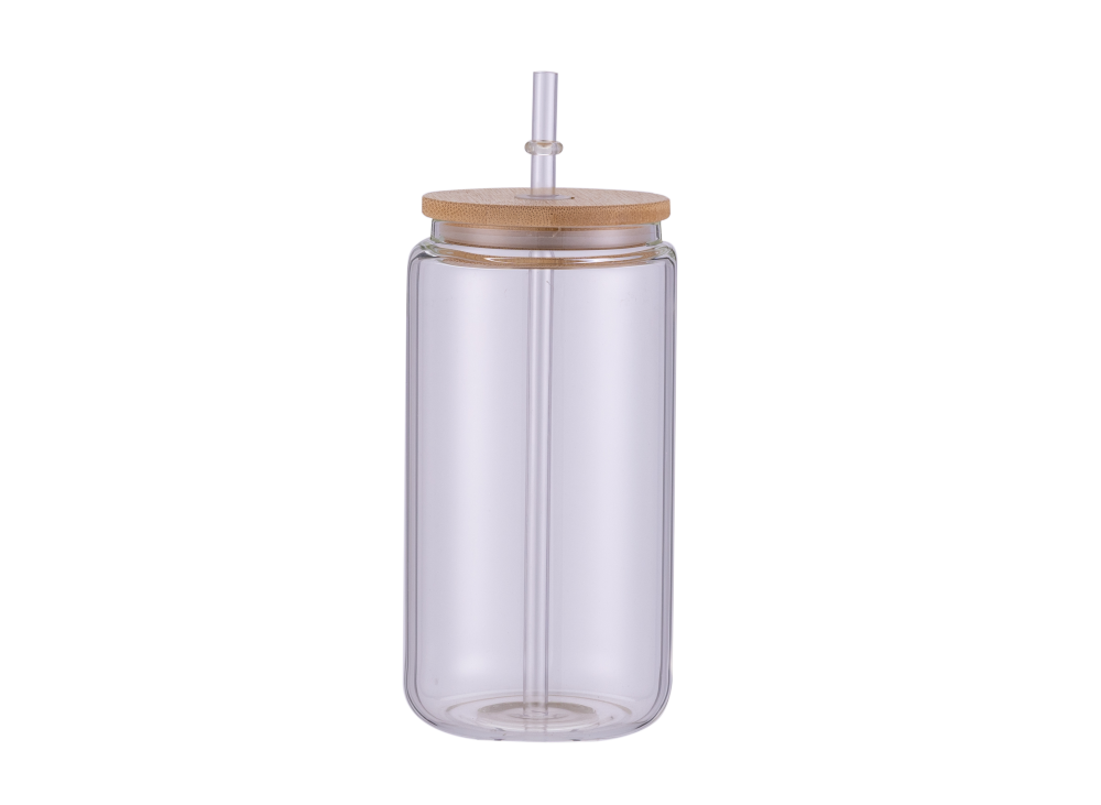 Fiona 16oz Clear Frosted Sublimation Glass Cups With Bamboo Lids USA Warehouse Pre-order