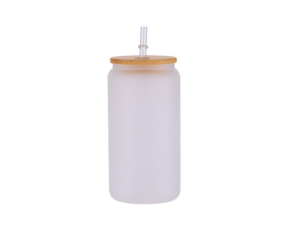 Fiona 16oz Clear Frosted Sublimation Glass Cups With Bamboo Lids USA Warehouse Pre-order