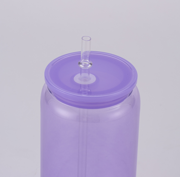 Fiona 16oz Sublimation Colored Glass Cups With Mixed Colored PP Lids USA Warehouse Stocked