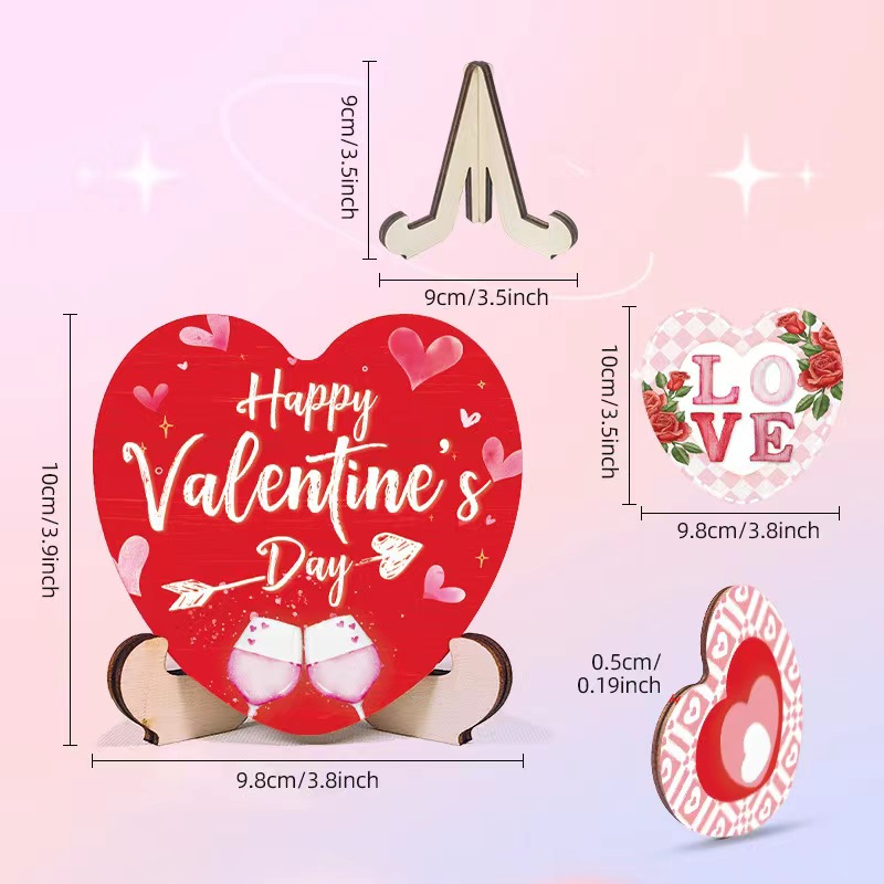 Fiona 10*9.8cm Wooden Table Sublimation Blank MDF Heart Sign Decor Ornaments Air Shipping