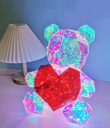Fiona 2024 Valentine Day's Gift Bear LED Light with Red Heart Illuminated Handmade Sea Shipping