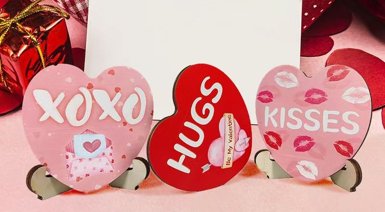 Fiona 10*9.8cm Wooden Table Sublimation Blank MDF Heart Sign Decor Ornaments Air Shipping