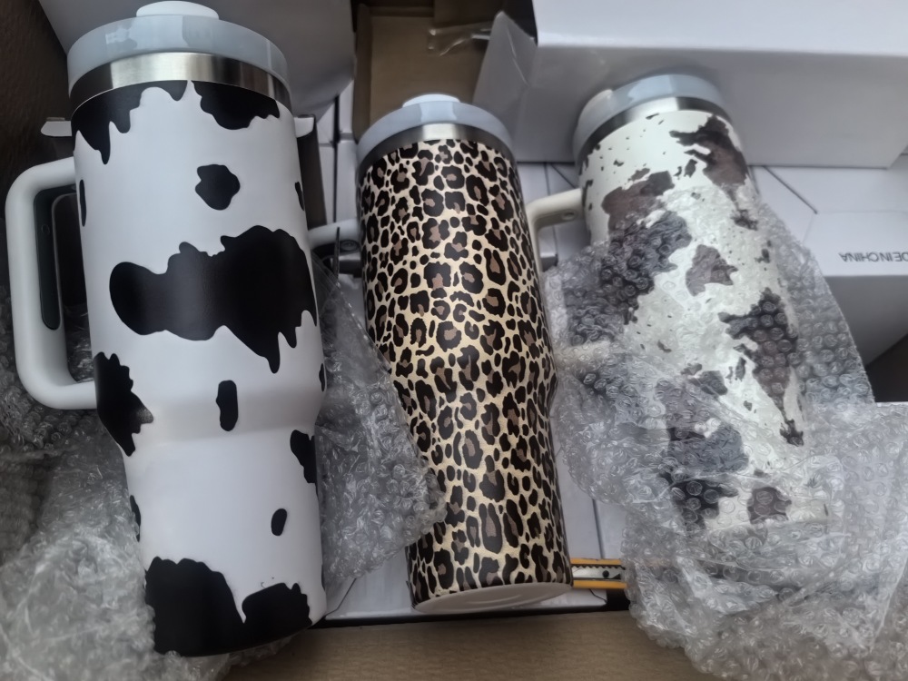 Fiona 40oz Second Generation 5D Leopard Print Mugs Mixed Color USA Warehouse Stocked