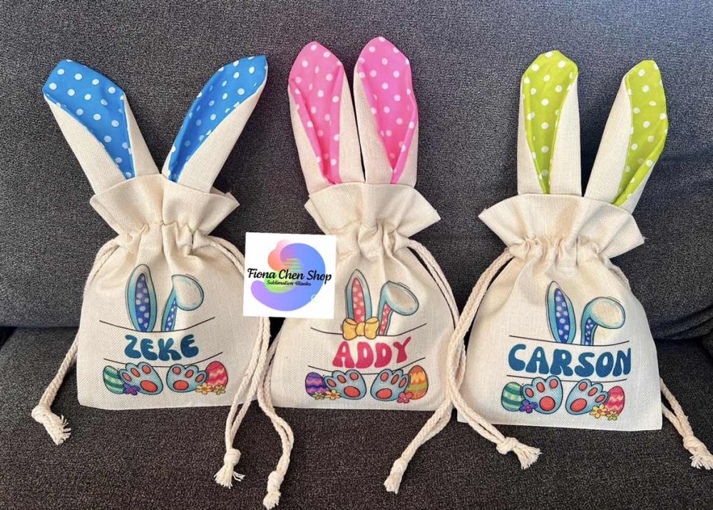Fiona 15*20cm Sublimation Easter Bunny Drawstring Candy Bags USA Warehouse Pre-order