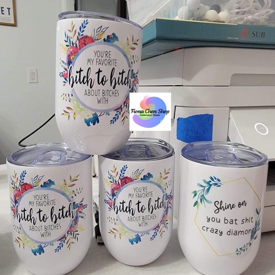 Fiona 12oz Sublimation Straight Sublimation Wine Tumblers Cups USA Warehouse Stocked