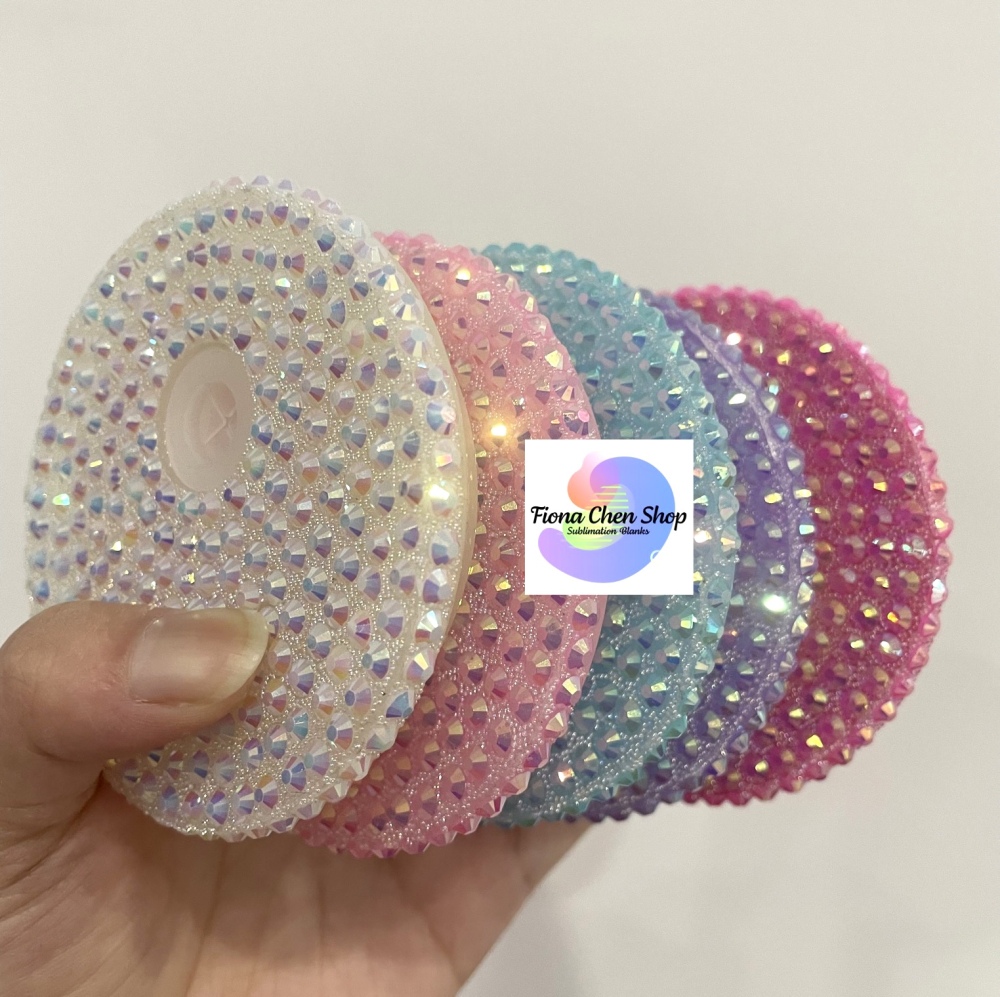 Fiona 16oz Sublimation Shimmer Glitter Glass Cups With Mixed Colored Rhinestone Bling Lids USA Warehouse Stocked