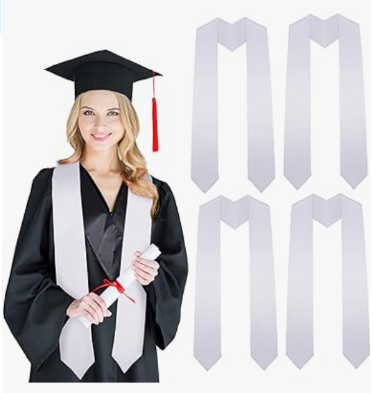 Fiona Sublimation Graduation Stole Plain White Honor Stoles Adult / Youth Size Air Shipping