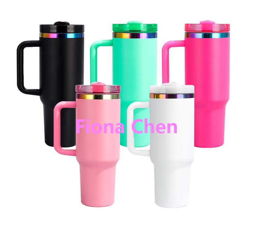 Fiona 40oz Powder Coated  Mugs with Color Base Mixed Color for Laser Engrave USA Warehouse Stocked