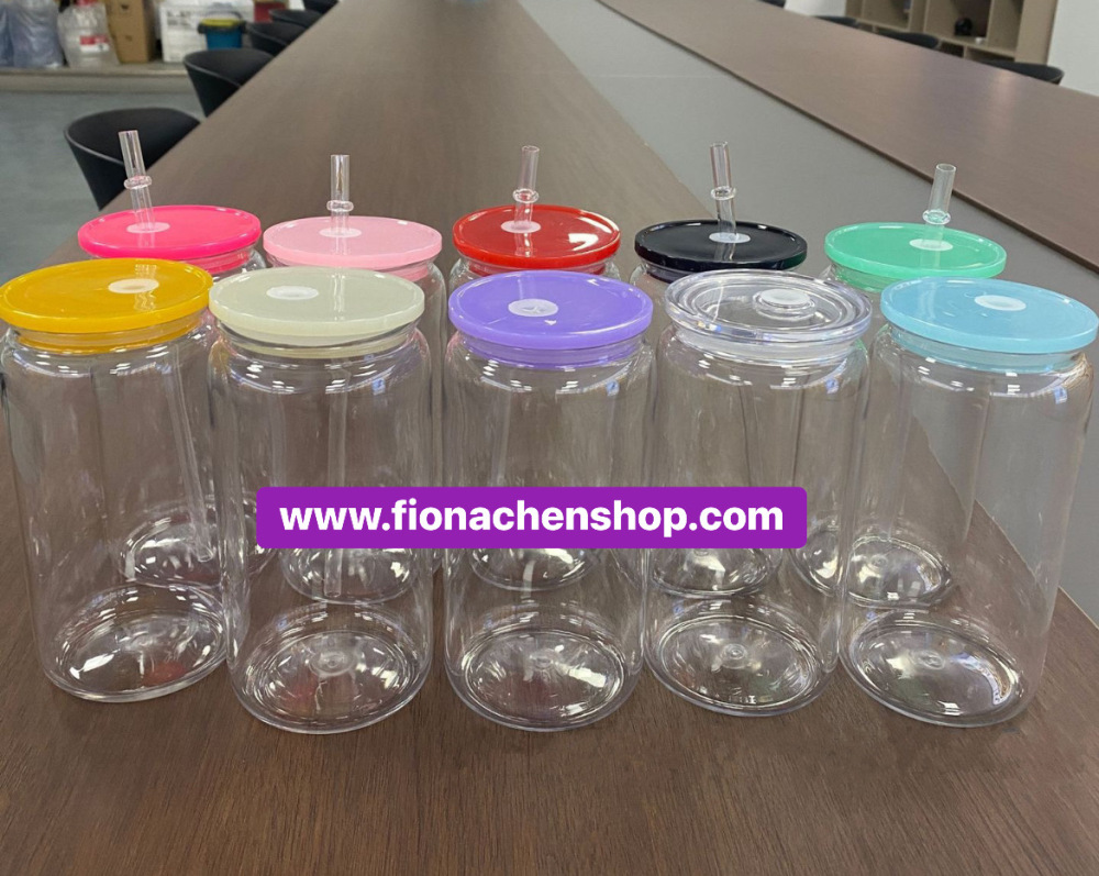 Fiona 16oz Plastic Acrylic Cups with Mixed Color PP lids USA Warehouse Stocked