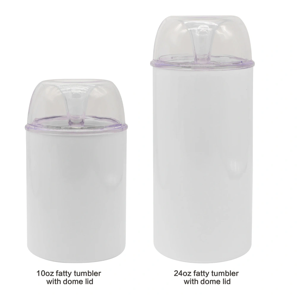 USA Warehouse White Sublimation Double Wall 10/24oz fatty Tumbler Vacuum Insulated Stainless Steel small tumbler with dome lid