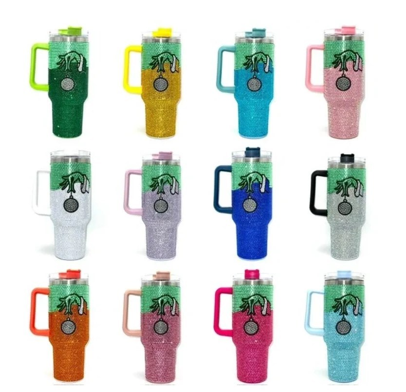 Fiona 40oz Grinch Rhinestone Mugs China Warehouse Stocked