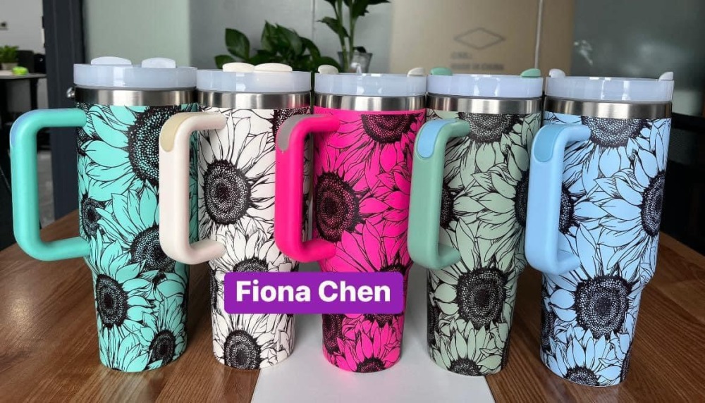 Fiona 40oz Sunflower Print Mugs Mixed Color USA Warehouse Stocked