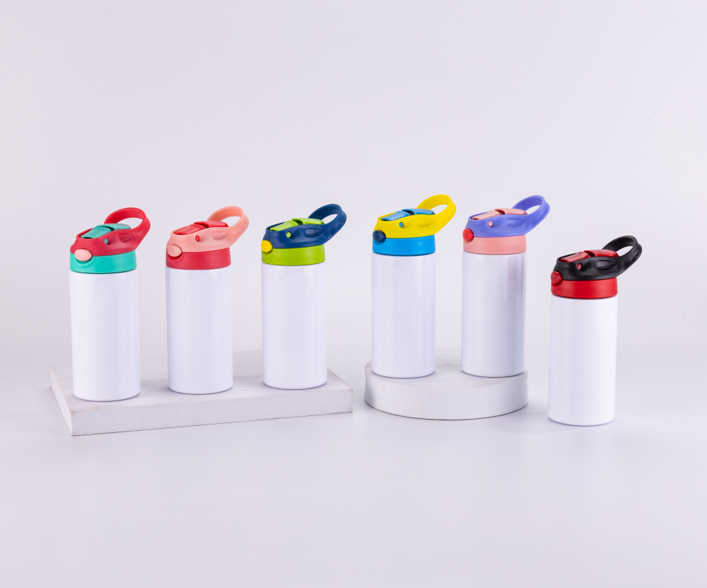 12OZ Mixed Color Straws Flip Top Kid Bottles Shipped From US Warehouse