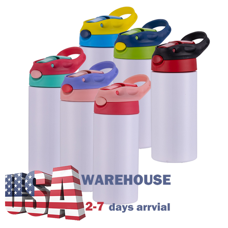 12OZ Mixed Color Straws Flip Top Kid Bottles Shipped From US Warehouse