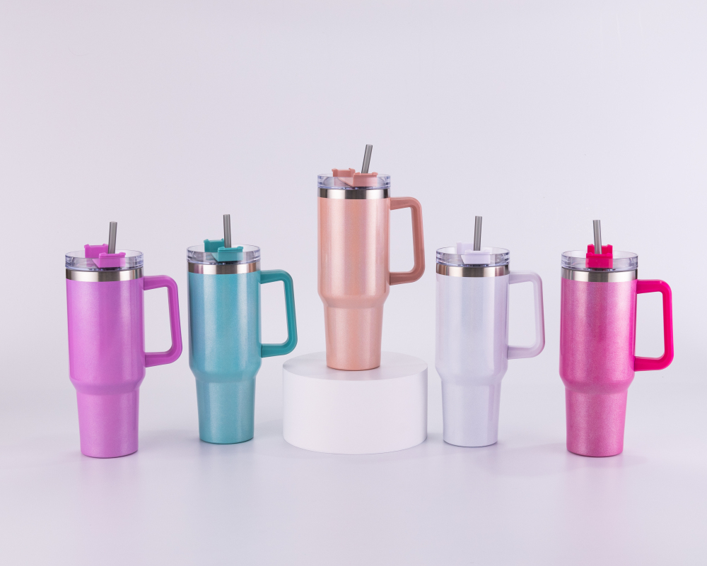 40OZ White Shimmer Sublimation Mugs Shipped From US Warehouse