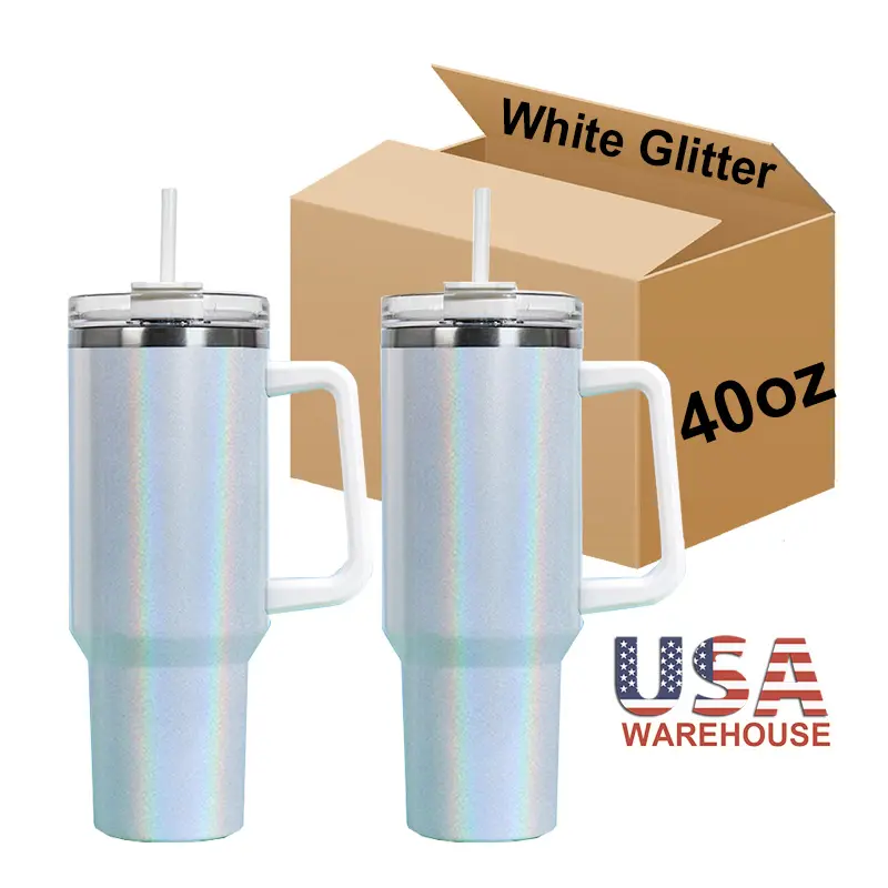 40OZ White Shimmer Sublimation Mugs Shipped From US Warehouse