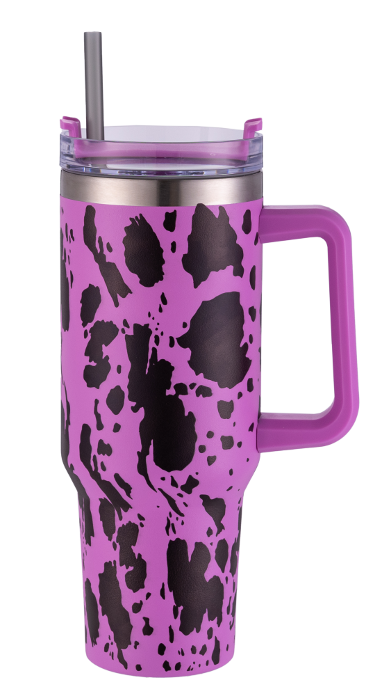 40OZ Cow Printing Mixed Colored Mugs With Handle Shipped From USA Warehouse