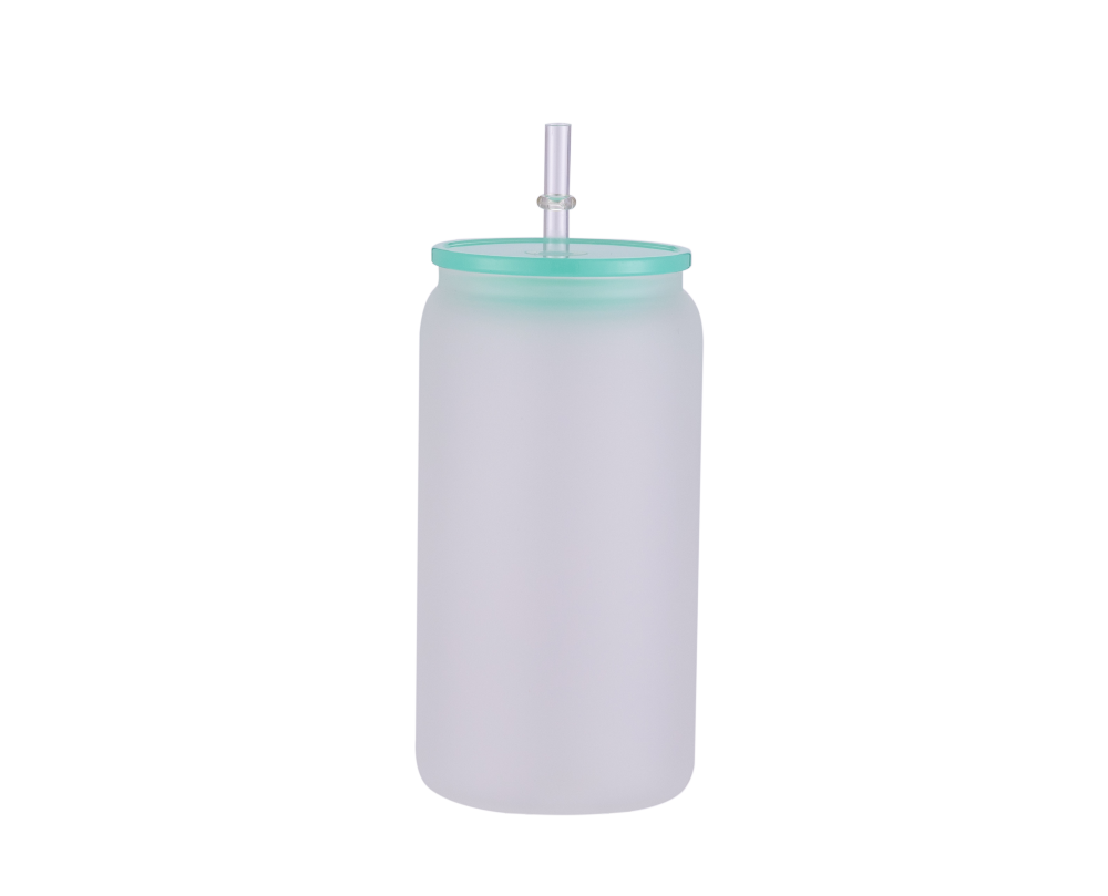 16OZ Frosted Glass Tumbler With Colored Macaron PP Lids Shipped From US Warehouse