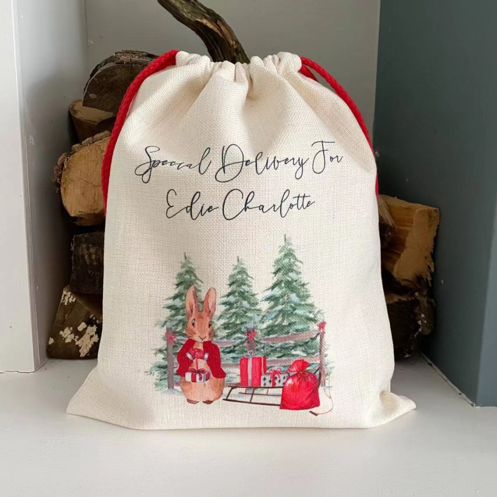 15.4*10.6 inch Sublimation Santa Bags Shipped From China By Express