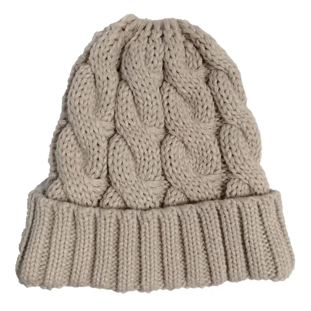 Winter Chunky Warm Cable Knit Pony Tail Hats With Ponytail Hole Top Shipped By Air