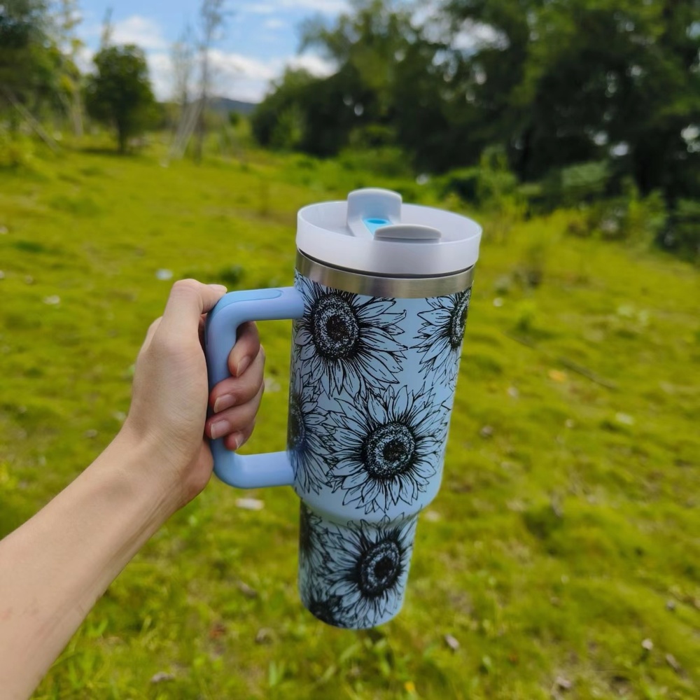 40OZ Sunflower Print Stanley Style Mugs Shipped From US