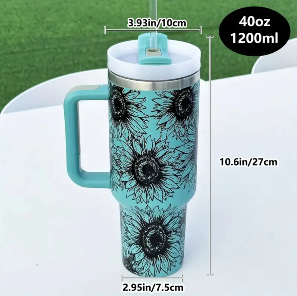 40OZ Sunflower Print Stanley Style Mugs Shipped From US
