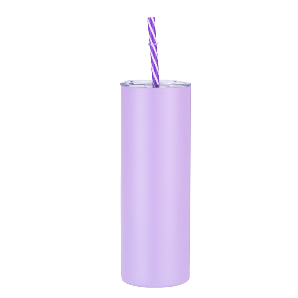 20OZ Macaron Colored Skinny Tumblers With Colored Straws