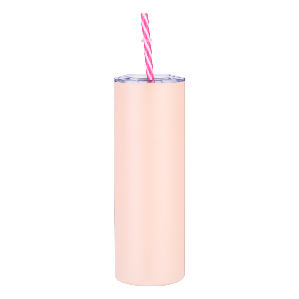 20OZ Macaron Colored Skinny Tumblers With Colored Straws