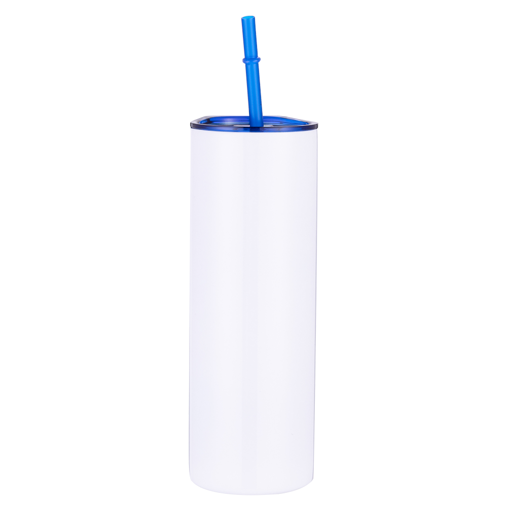 20OZ White Tumblers With Colored Straws And Colored Lid