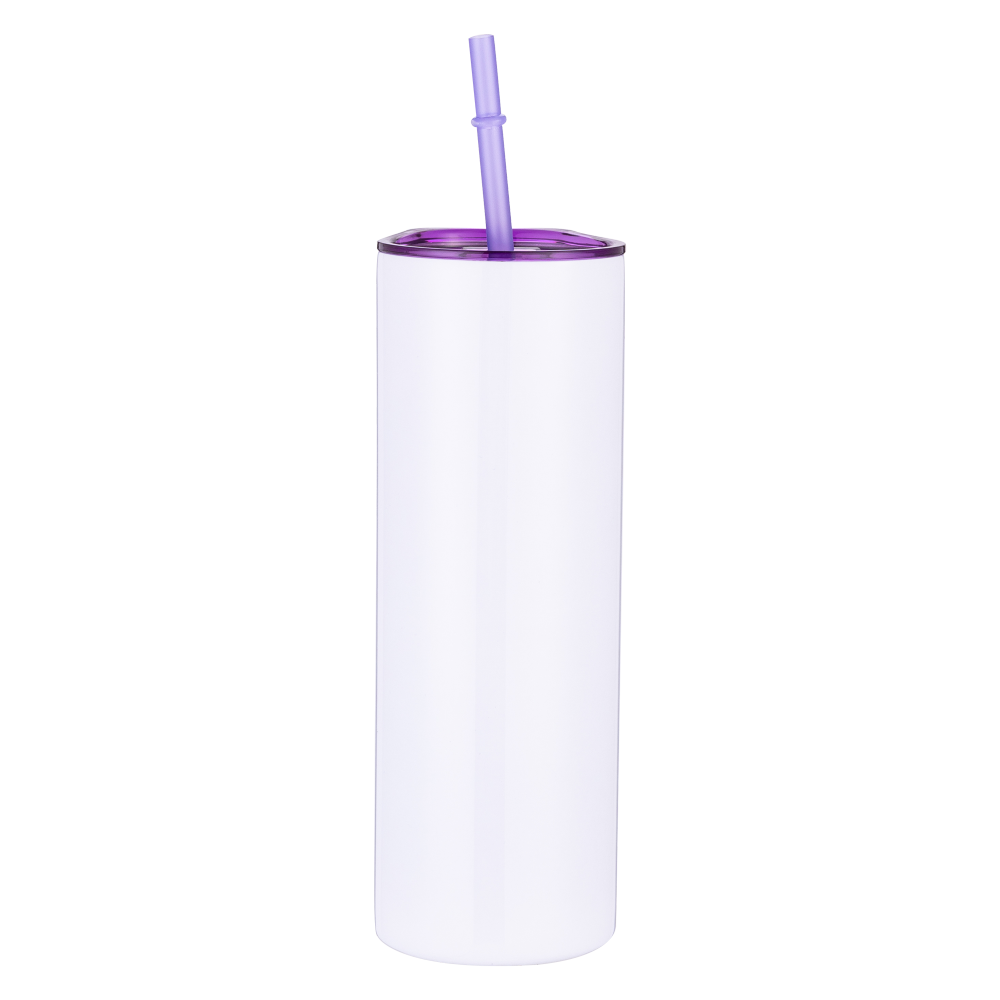 20OZ White Tumblers With Colored Straws And Colored Lid