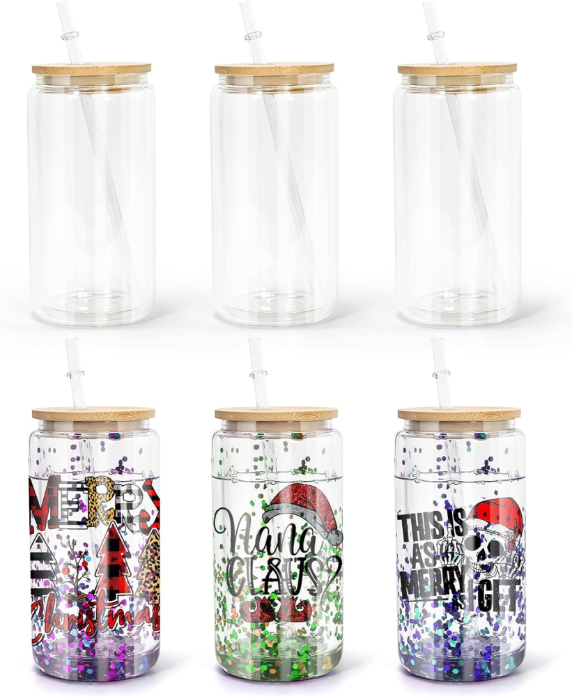 16OZ Snowglobe Double Wall Glass Tumblers