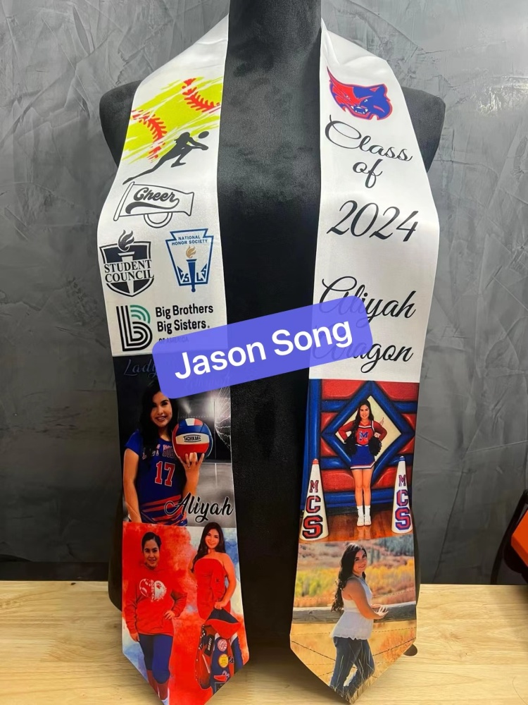 Jason 180*15cm White Sublimation Graduation Stoles