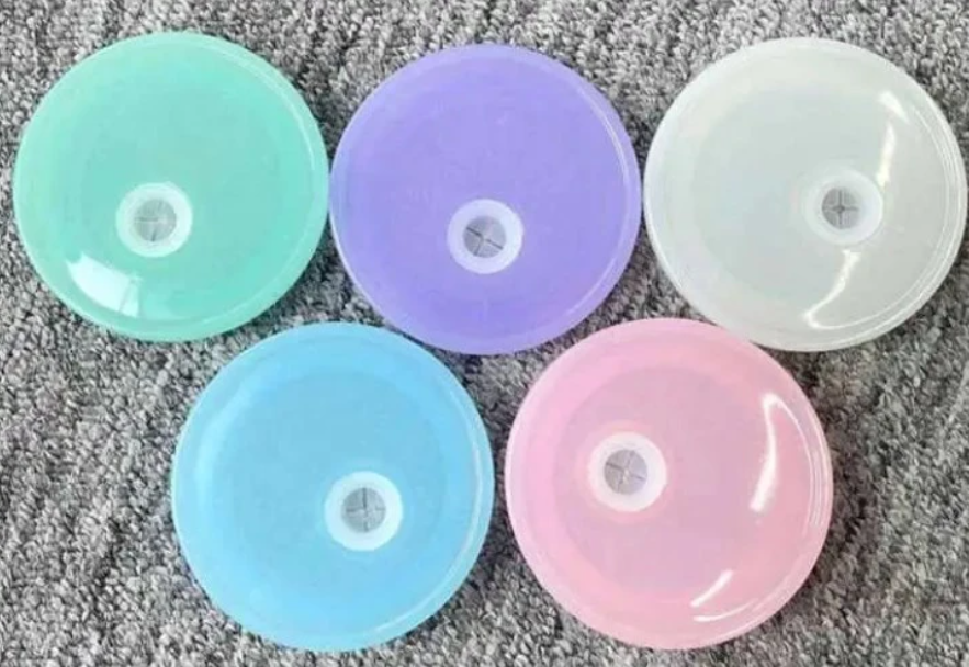 Colored Macaron PP Lids Of 16OZ Glasss Tumblers