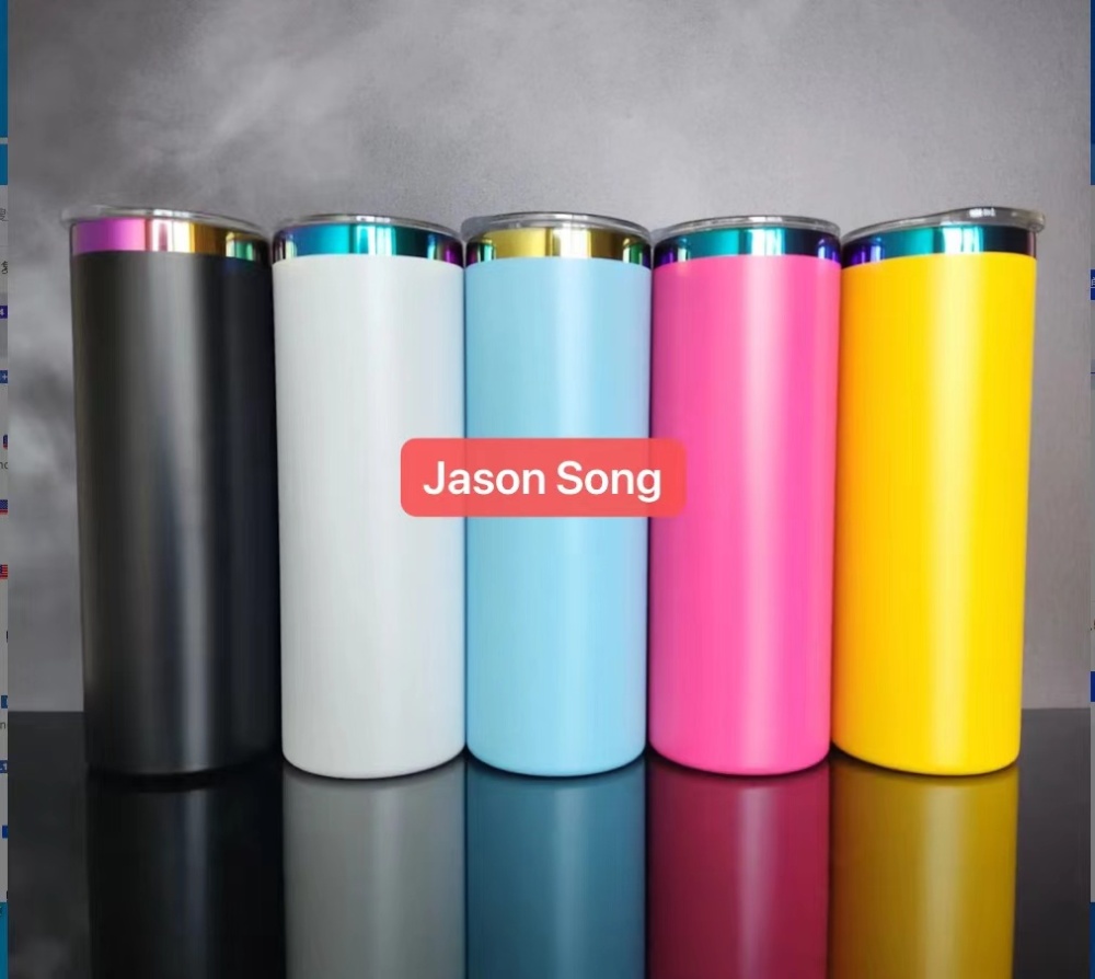 Jason 20OZ Rainbow Color Rim Engraved Laser Tumblers