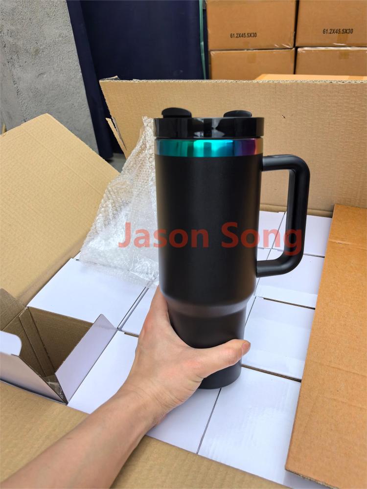 40OZ All Black Color Electroplated Rainbow Plated Mugs