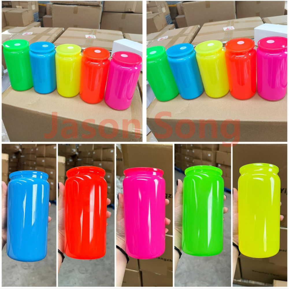 16OZ Neon Mixed Colors Glass Tumblers Shipped From USA Warehouse