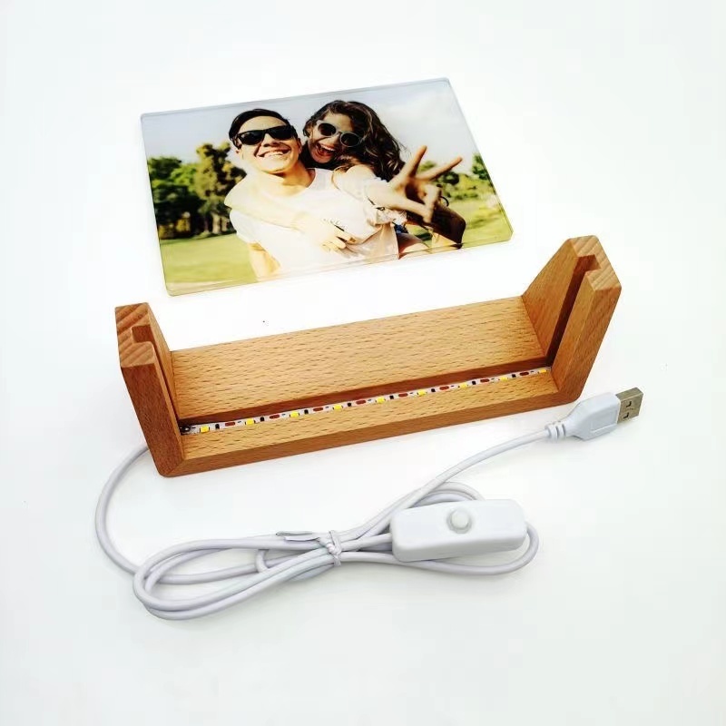 New 8inch Sublimation Acrylic Picture Frame With U-shaped Wooden Base
