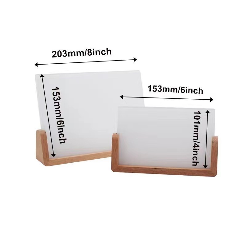 New 8inch Sublimation Acrylic Picture Frame With U-shaped Wooden Base