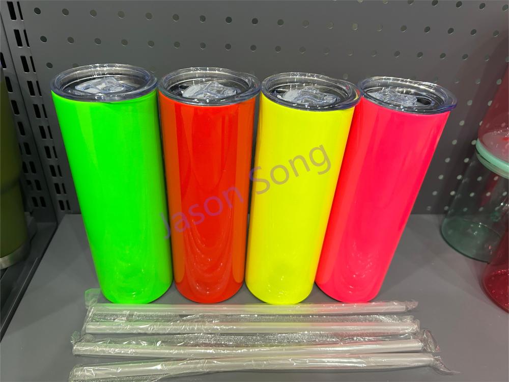20OZ Neon Mixed Colors Skinny Tumblers Shipped From USA Warehouse