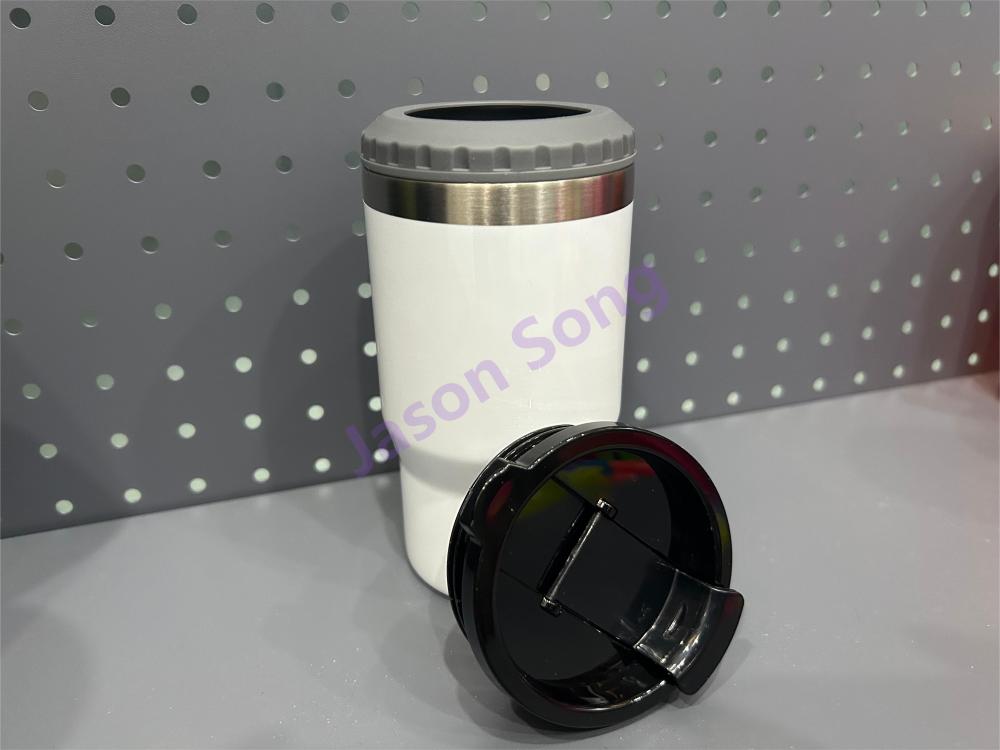 14OZ White Sublimation Can Cooler Tumblers With Dual Lids