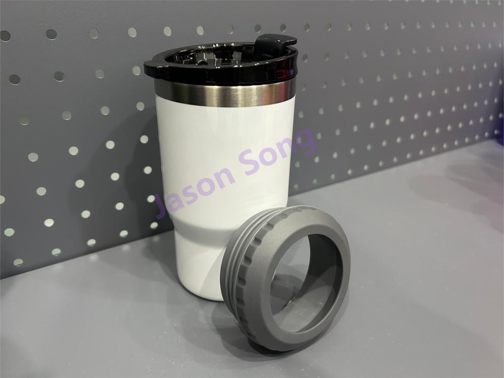 14OZ White Sublimation Can Cooler Tumblers With Dual Lids