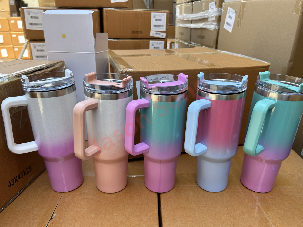 40OZ Gradient Shimmer Mugs With Handle Shipped From USA Warehouse