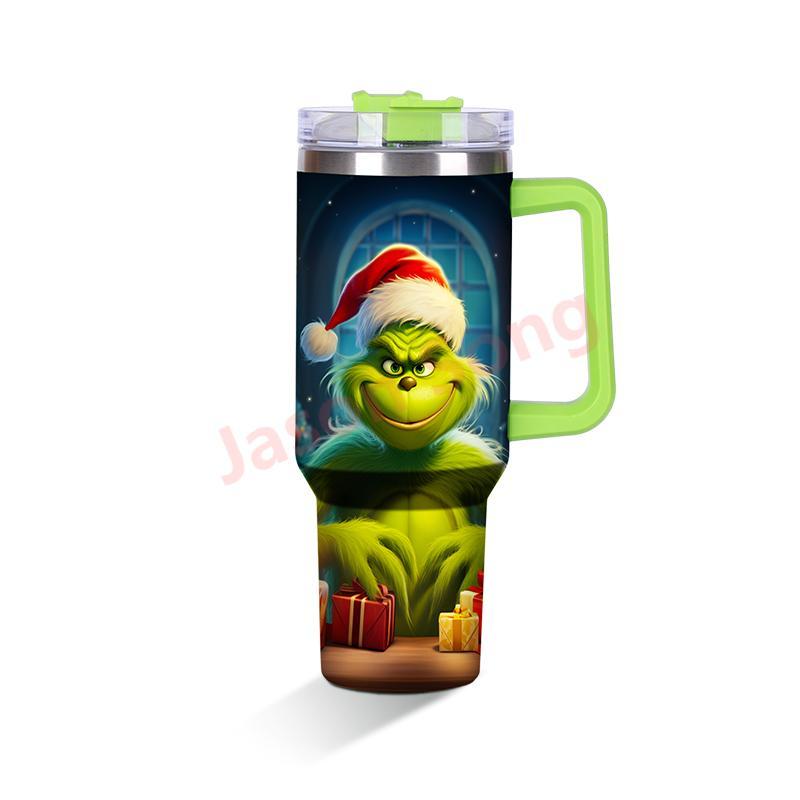 40OZ Mugs with Grinch Printed Christmas Gift Mixed Color Shipped from China by Sea